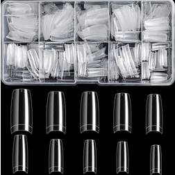 AORAEM Clear Nail Tips,Acrylic Press on French Nails 500Pcs C Curve Fake Nail Tips Nail