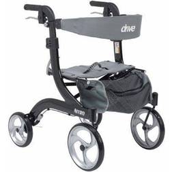 Drive Medical RTL10266BK Nitro Aluminum Rollator with 10" Front Casters Back Support Cross Base Design Removable Zippered Storage Bag and Aluminum Frame in