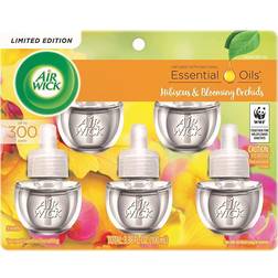 Air Wick Plug in Scented Oil, 5 Refills, Hibiscus & Blooming Orchids, Freshener, Essential Oils, Packaging May Vary