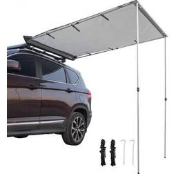 VEVOR 5 x 8.2 ft. Car Side Awning with Carry Bag Pull-Out Retractable Vehicle Awning Waterproof UV50 Installation Kit, Grey