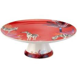 Portmeirion Sara Miller Tahiti Footed Cake Plate 10.6"