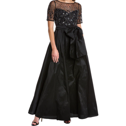 Adrianna Papell Hand-Beaded & Taffeta Illusion Long Ball Gown - Black