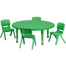 Flash Furniture YU-YCX-0053-2-ROUND-TBL-GREEN-E-GG 45'' Round Adjustable Green Plastic Activity Table