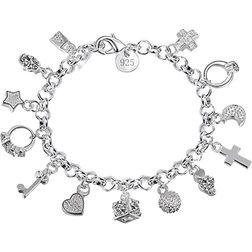 Aeora Thirteen Hanging Pieces Bracelet - Silver/Transparent