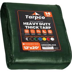 Tarpco Safety Extra Heavy Duty 14 Mil Tarp Green/Black 12 X 20