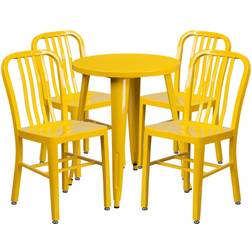 Flash Furniture Thomas Commercial Grade 24" Round Yellow Metal Indoor-Outdoor Table Slat