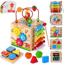 HELLOWOOD Wooden Kids Baby Activity Cube