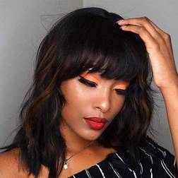 Ucubb Bob Curly Hair Wigs with Bangs 14 inch