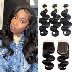 Aomllute Body Wave Closure Brazilian Natural Black 3-pack