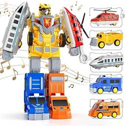 Transform Robots Truck for Toddler 5 in 1 City Rescue Cars Vehicles