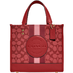 Coach Dempsey Tote 22 In Signature Jacquard with Stripe and Coach Patch - Red
