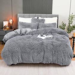 Bleum Cade Fluffy Plush Duvet Cover White, Black, Red, Pink, Blue, Green, Gray, Beige, Brown, Purple (228.6x228.6)