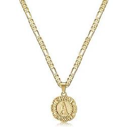 KissYan Initial Round Letter Pendant Necklace - Gold