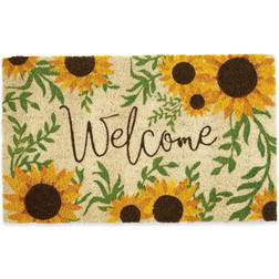 Design Imports Sunflower Welcome Doormat Yellow, Natural, Multicolor
