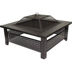 American Furniture Classics Leisure Products 30 inch Square Steel Fire Pit with Checkerboard Mesh Walls