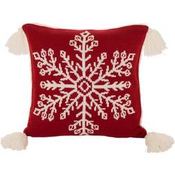 GlitzHome 18 H knitted Christmas Cushion Snowflake Complete Decoration Pillows Red, White (45.72x)