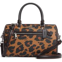 Coach Rowan Satchel in Signature Canvas with Leopard Print - Silver/Light Saddle Multi