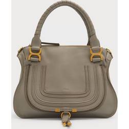 Chloé Marcie Medium Zip Leather Satchel Bag CASHMERE GREY