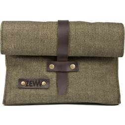 Zew For Men Cosmetic Bag Made Of Water-Repellent Linen Material- Roomy, Light, Waterproof & Durable, Fastened With A Leather Belt