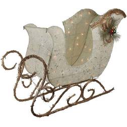 Northlight 39" White Sisal Christmas Sleigh Yard Art