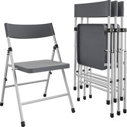 Cosco Gray and White Kid's Pinch-Free Resin Folding Chair, 4-Pack