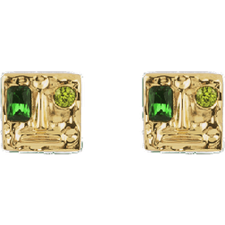 House of Vincent The Fool Earrings - Gold/Green