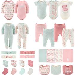 The Peanutshell Floral Elephant 30-Piece Layette Gift Set, Pink, 0-3