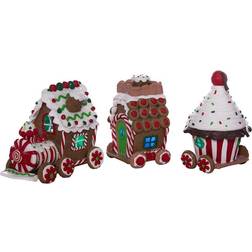 Kurt Adler S. 3pc. Gingerbread Train Set Christmas Village