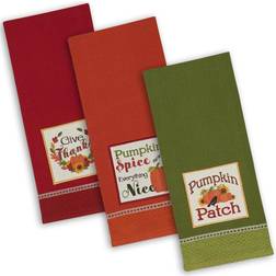 Design Imports Assorted Country Pumpkin Embroidered Dishtowel Dishcloth Orange