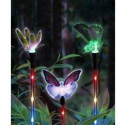 Exhart 3 Changing Fiber Optic Butterfly Hummingbird Ground Lighting 2