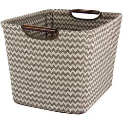 Household Essentials 11 H 13 D Beige Fabric Cube Storage Bin, Brown Chevron