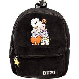 Line Friends Plush Mini Backpack, One Size Black Black One Size