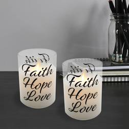 LumaBase Battery Operated Faith Hope Love LED Candle