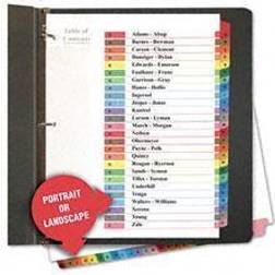 Universal Table of Contents Dividers, Assorted Color 26-Tab, A-Z, Letter, White, 26/Set