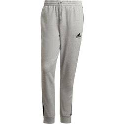 Adidas Essentials French Terry Tapered Cuff 3-Stripes Pants - Medium Grey Heather/Black