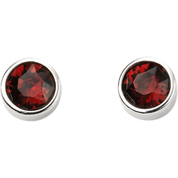 Jan Birth Stone Earrings - Silver/Red
