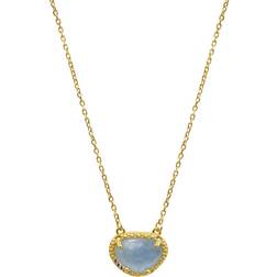Adornia March Birthstone Necklace - Gold/Aquamarine