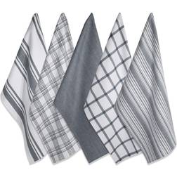 DII Assorted Woven Dishtowels, Set 5 Dishcloth Gray, Blue