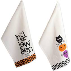 DII Imports Assorted All Hallows Eve Halloween Printed Dishtowel Dishcloth White, Black, Orange