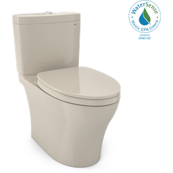 Toto Aquia Bone Dual Flush Elongated Chair Height 2-piece WaterSense Toilet 12-in Rough-In Size in Off-White MS446124CUMFG-03