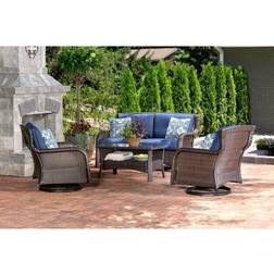 Hanover Strathmere Sectional Seating Set Chair Cushions Blue