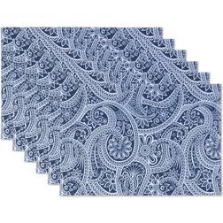 DII Imports Paisley Print Set Place Mat Blue