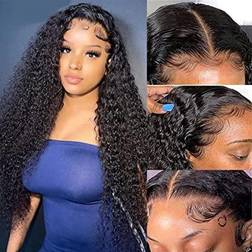 KSPWOND 13x4 Lace Frontal Deep Curly Front Wig 20 inch Natural Black