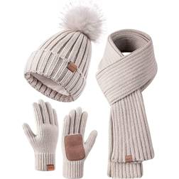 Fisfet Winter Beanie Hat Scarf Gloves Set