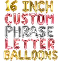 Foil Balloons 16" Custom Phrase Letter 16pcs