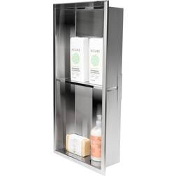 ALFI brand ABN1224-PSS Steel Vertical Double Shelf Bath Shower Niche MichaelsÂ®