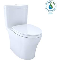 Toto Aquia IV Cotton Dual Flush Elongated Standard Height 2-piece WaterSense Toilet 12-in Rough-In Size (Ada Compliant) in White MS446124CEMFGN-01