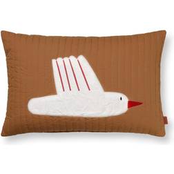 Ferm Living Bird quilted Komplettes Dekokissen Braun (60x40cm)