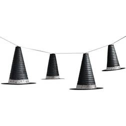 Amscan Halloween Witch Hat Hanging Lanterns, Black/White, 4/Pack (244154) Quill White