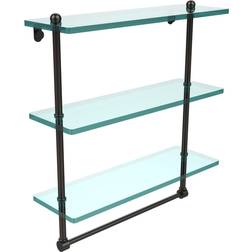 Allied Brass 16 H 5 W 3-Tier Clear Bathroom Shelf with Towel Bar Oil Rubbed Bronze